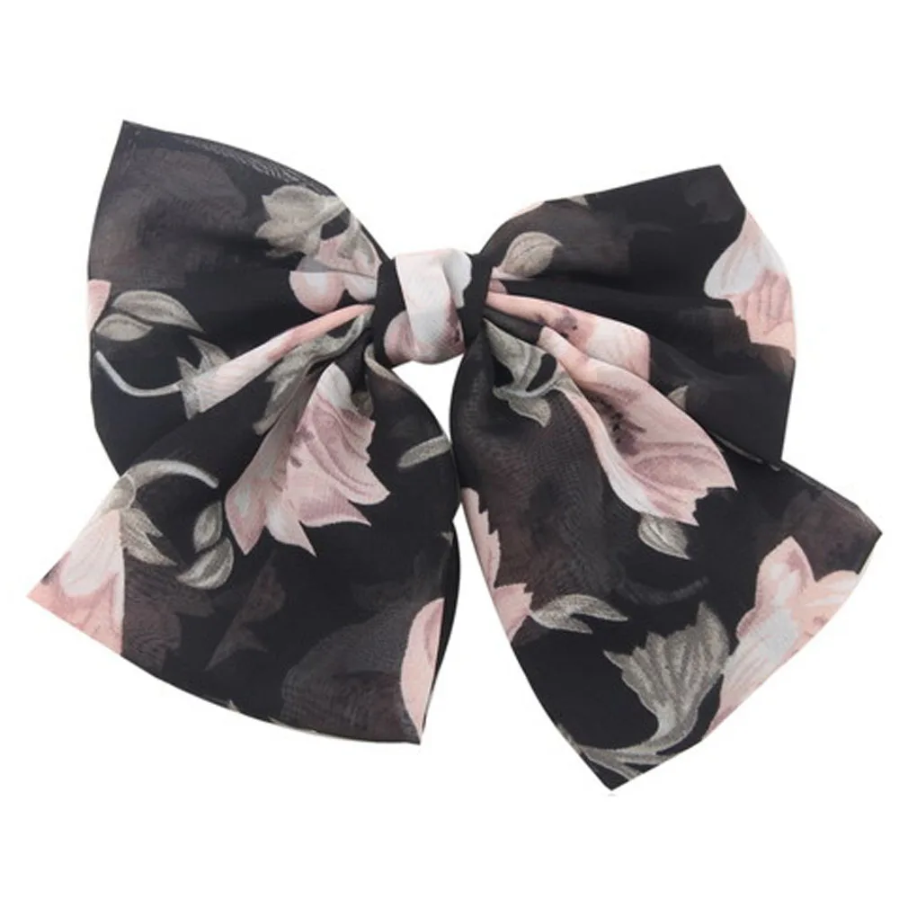 Elegant Floral Colors Big Bow Hair Clips Butterfly Claw For Women Girls Barrettes Hair Accessories Japanese Preppy Style Hairpin new korean style fashion women plastic hand grasping design hair claw clips makeup hair styling barrettes girls hair accessories