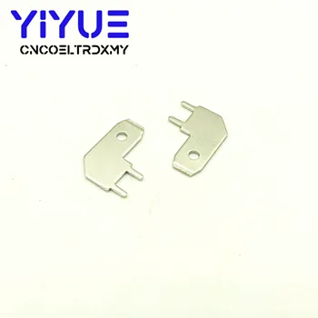 

100pcs 6.3 L Inserts Plug Spring Terminal PCB Solder lug L type Corner Flag thickness 0.8 two legs ,PCB welding sheet