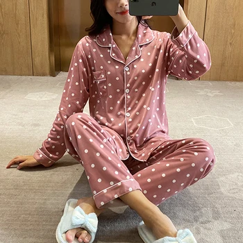 

Fashion Print Cotton Sleepwear Women Pajamas Set Spring Autumn women's Nightwear Pijamas Home Suit New Pyjama Femme