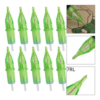 

MeterMall 10pcs/set Green Ink Tattoo Needle Permanent Makeup Cartridge Needles For Tattoo Machine Kit Eyebrow Needle 7RL