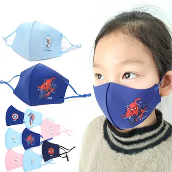 

Marvel Spiderman Elsa Mask Kids Unisex Cartoon Face Breathable Cotton Windproof Dustproof Anti-pollution Reusable Anime Mask
