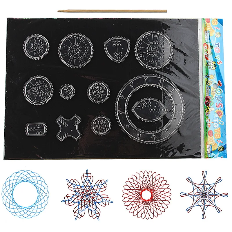 

Douyin Children'S Educational Flexible Spirograph Fantasy Set Creative Fun Flowers Curve Scratch Painting Painted wen ju chi