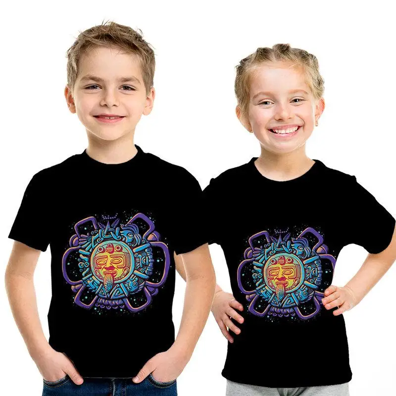 Футболка для мальчиков и девочек с механическим принтом «sci-fi wind» Детская одежда в стиле панк с 3d принтом летняя детская одежда, футболка с короткими рукавами