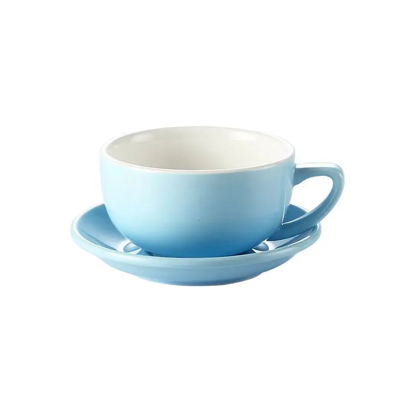 Ceramic Coffee Cup Saucers Copos Restaurant Espresso Cappuccino Latte Art Mug Afternoon Tea Black Tea Cup 350CC Big Capacity