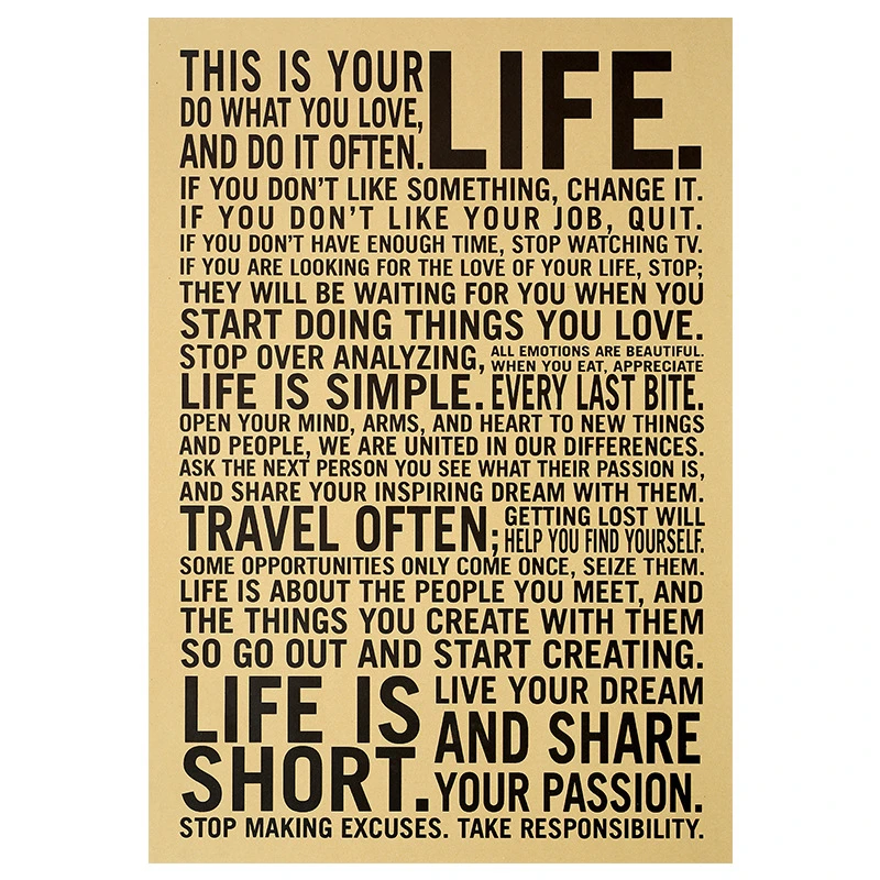 Vintage Poster This Is Your Life Quote Characters Posters Room Decor Stickers Wall Decor Wall Art Kraft Paper Wall Stickers Wall Stickers Aliexpress