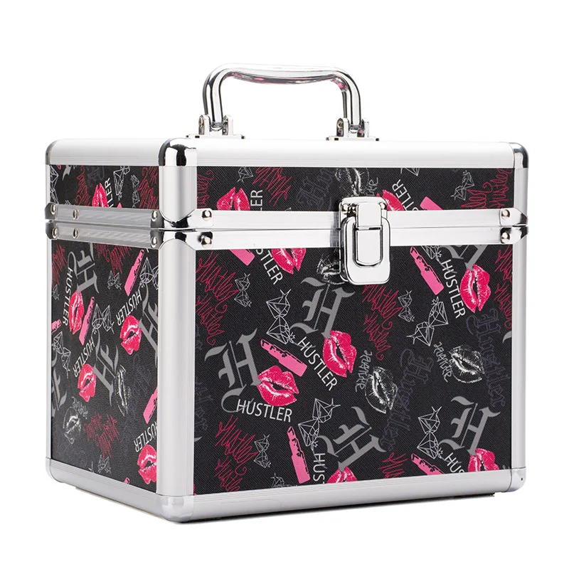 

hot selling quality Professional Aluminium alloy Cosmetic case Make up Box Makeup Case Multi Tiers Lockable Jewelry Box