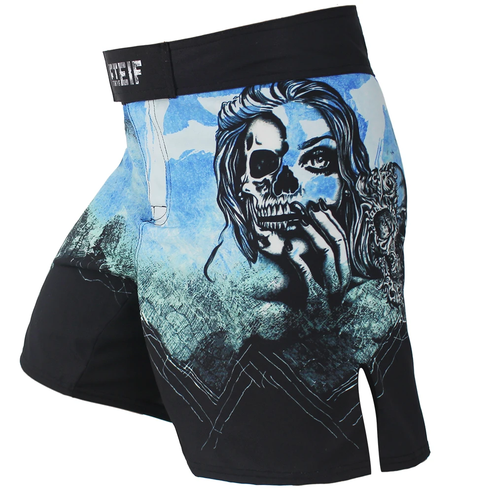 En Ligne Homme noir bleu combat boxe Fitness respirant séchage rapide pantalon short de boxe muaythai shorts tigre Muay Thai shorts mma boxeo