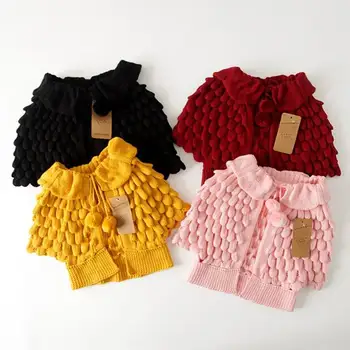 

2020 New Fashion Cute Girl Cardigan Spring Autumn Knitting Wool Bat Sleeve Pineapple Sweater Kids Coat Baby Clothes 2-6Y Casual