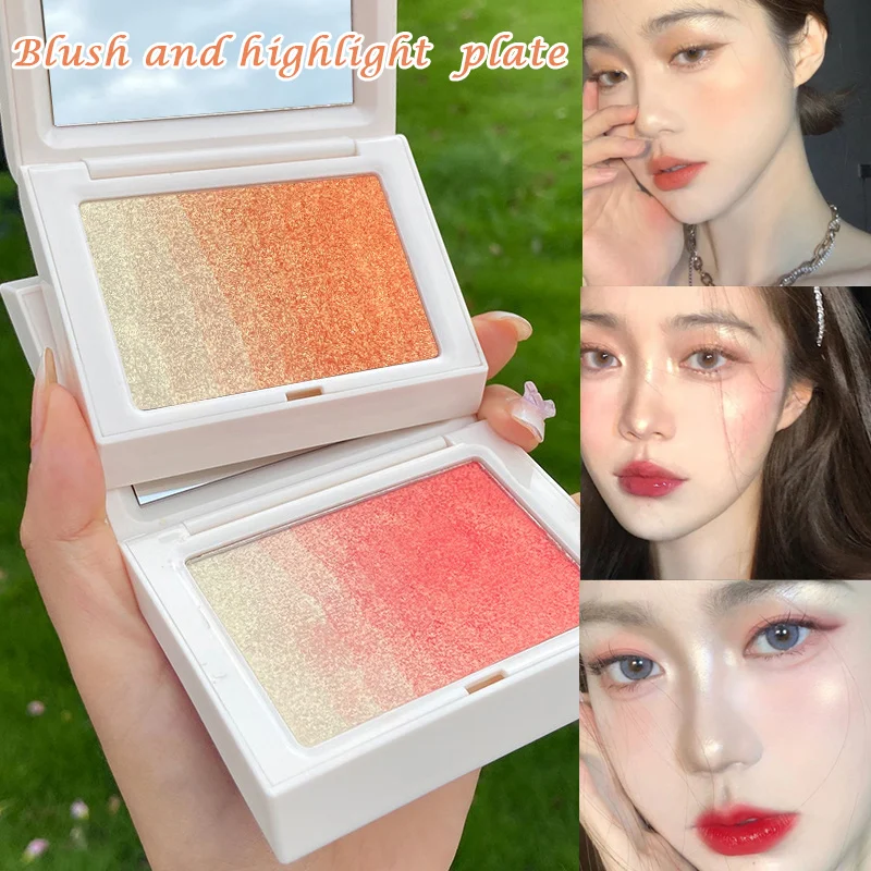 

Hot sale Blush And Highlight All-In-One Trimming Plate Pearlescent Volume Micro-Flash Three-Dimensional Makeup Powder