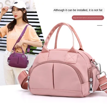 

Free shipping nylon cloth handbag simple fashion lightweight waterproof single portable solid color messenger bag shoulder bag