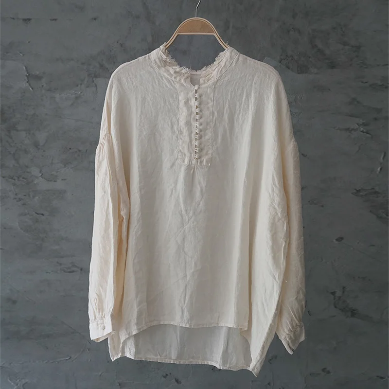 SCUWLINEN 2020 Autumn Women Tops Vintage Artsy
