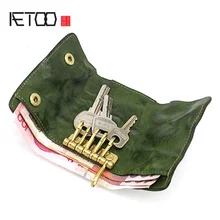 AETOO имплантированная кожаная сумка для ключей, Мужской Ретро морщинистый слой головы воловья Пряжка нулевой кошелек, женская сумка для ключей