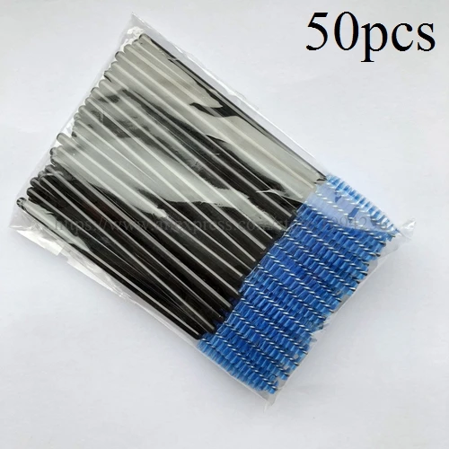 50pcs 50 шт пластиковые ручки ресницы Кисти Одноразовые кисти для макияжа синтетические разноцветные кисти для ресниц - Handle Color: 50pcs