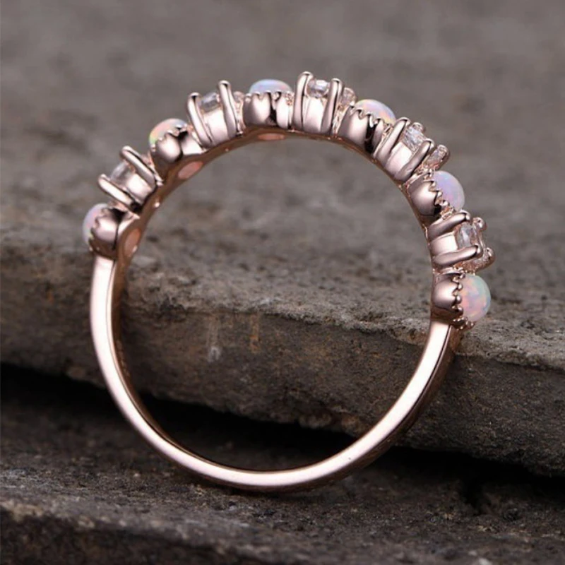 Великолепные коктейльные кольца с розовым золотом, женские вечерние кольца с розовым опалом, размер 6-10