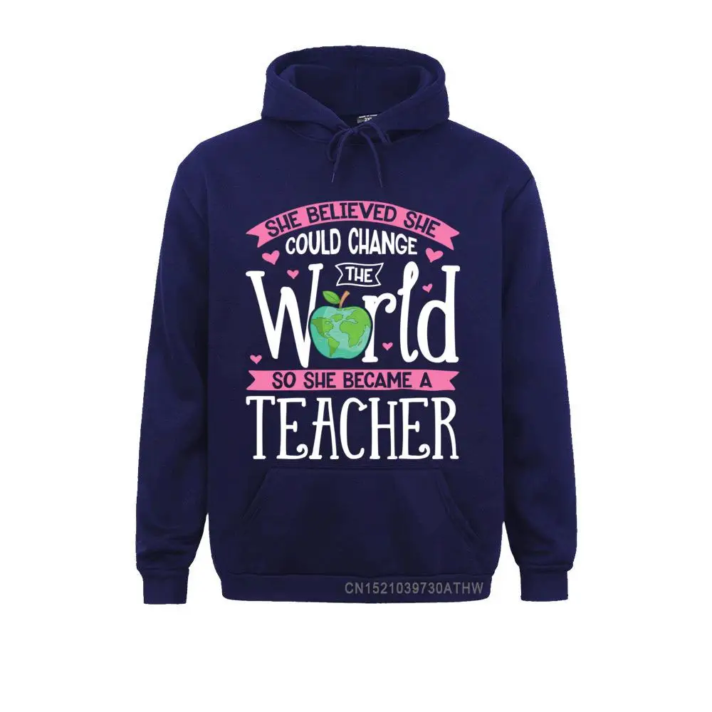 Plain She Believed She Could Change The World T shirt Teacher Gift__4137 Sweatshirts Adult Hoodies Long Sleeve Summer/Fall Hoods She Believed She Could Change The World T shirt Teacher Gift__4137navy