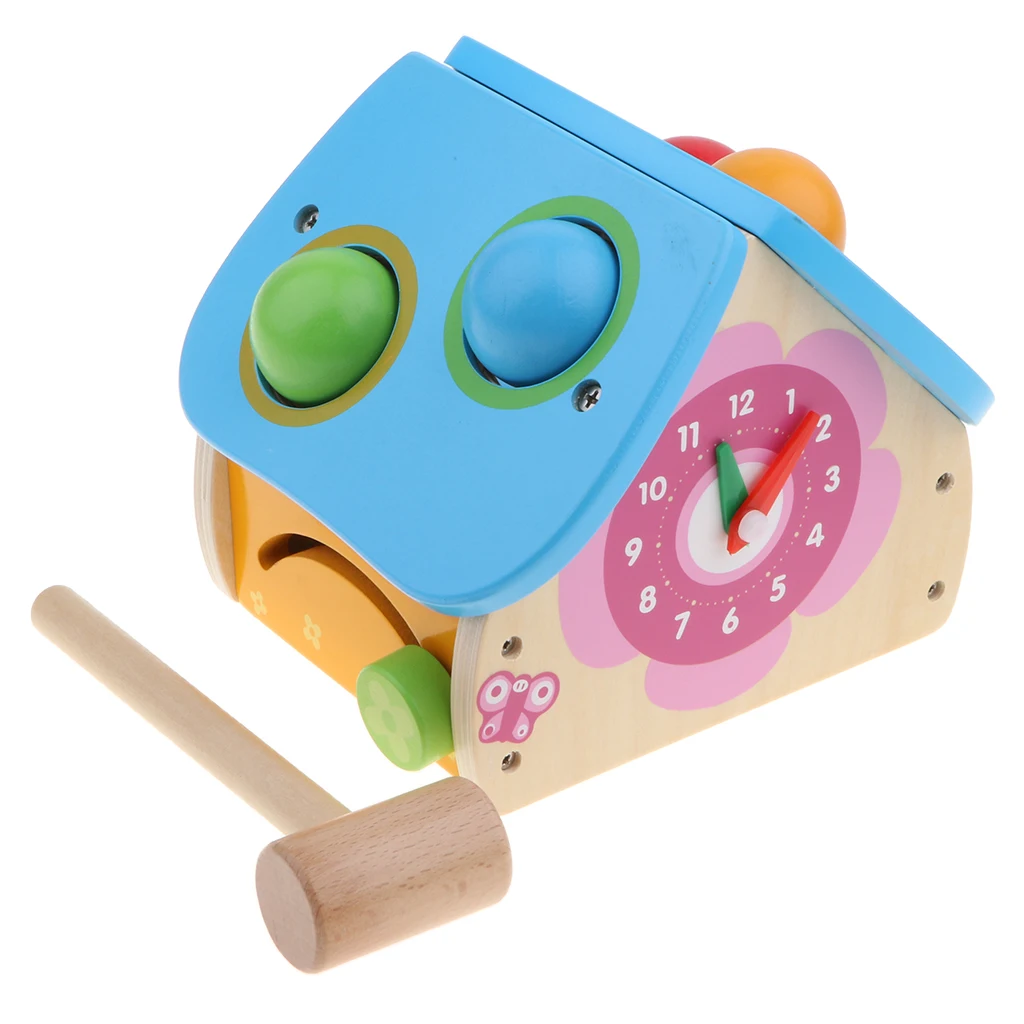 Montessori Ball Hammering Digital Clock Beads Counting Baby Toddler Preschool Early Learning Toy Play Activity