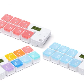

Weekly 7 Day Pill Organizer, Pill Case with Reminder Alarm, 7 Compartment Pill Box for Pills/Vitamin/Fish Oil/Supplements