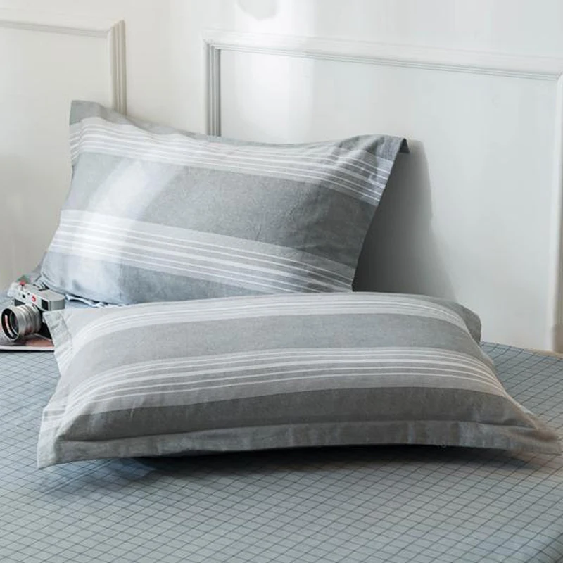 

Modern Gray Striped Pillow Case 100% Cotton Fabric Home Decorative Pillowcase 48cmx74cm Sleeping Pillow Cover Twill Bedspreads