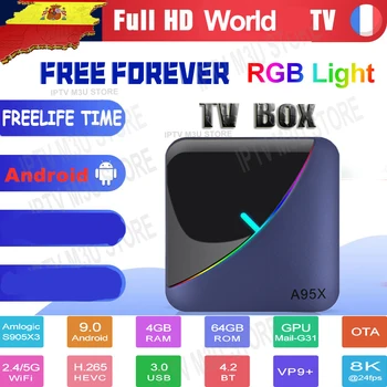 

Free forever Transpeed A95X F3 Air 8K Android 9.0 TV BOX Amlogic S905X3 4K Youtube Netflix wifi 4GB 16GB 64GB RGB Light IPTV Box