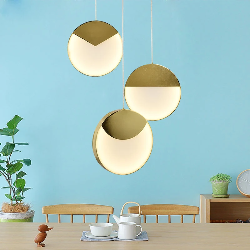 

Postmodern Loft Creative Geometry Led Pendant light Art Round Restaurant Bar Designer Single Hanging Lights Led Bar Lights