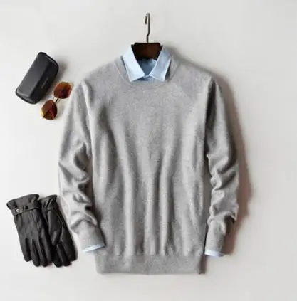 Кашемировый свитер, Мужской пуловер, осенняя зимняя одежда, hombre robe pull homme hiver, мужские свитера, trui heren roupas, мужской свитер - Цвет: o-neck gray