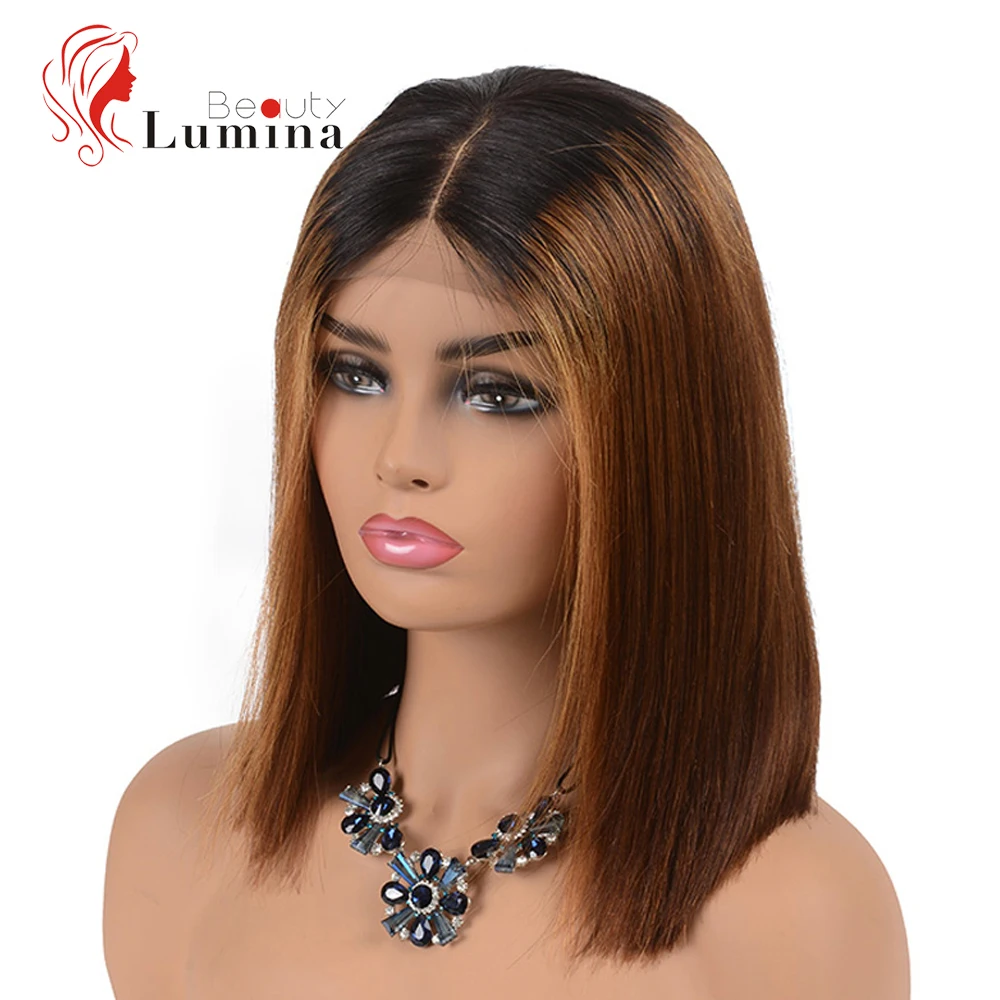 

Dark Roots Ombre Brazilian Virgin Human Hair Wigs T1b/30 Dark Brown Colored Human Hair Wigs For Women Pre Plucked With BabyHair