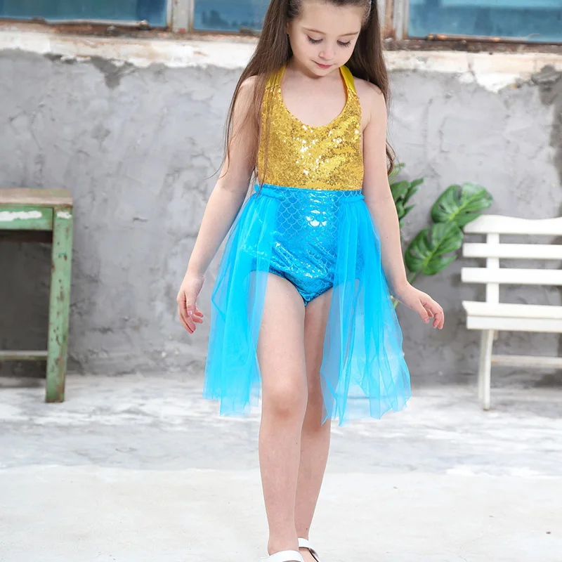 Платья с русалочкой для девочек модный купальник бикини Детский костюм на Хэллоуин для детей летняя пляжная одежда бассейн праздничная одежда