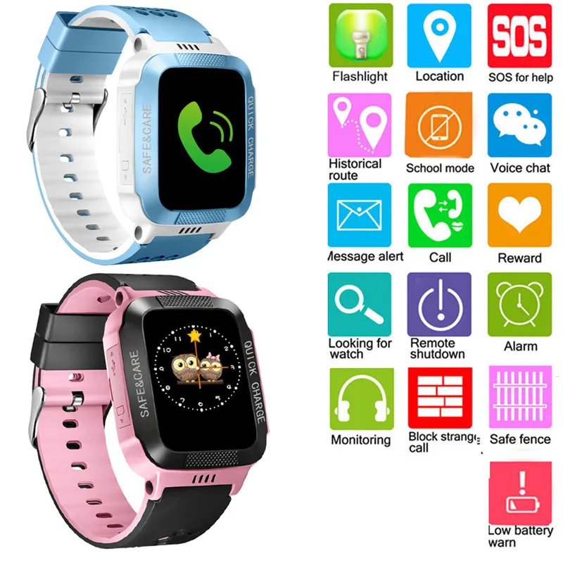 

Waterproof Boys Girls Anti-lost Safe GPS Tracker SOS Call Gifts Kids Smart Watch For Android iOS