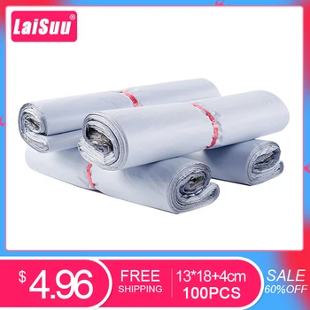 

100pcs 13*18cm/5.1*7 inch Fashion White Super Light Tear Resistance Poly Mailers Self Seal Plastic mailing Envelope Bags