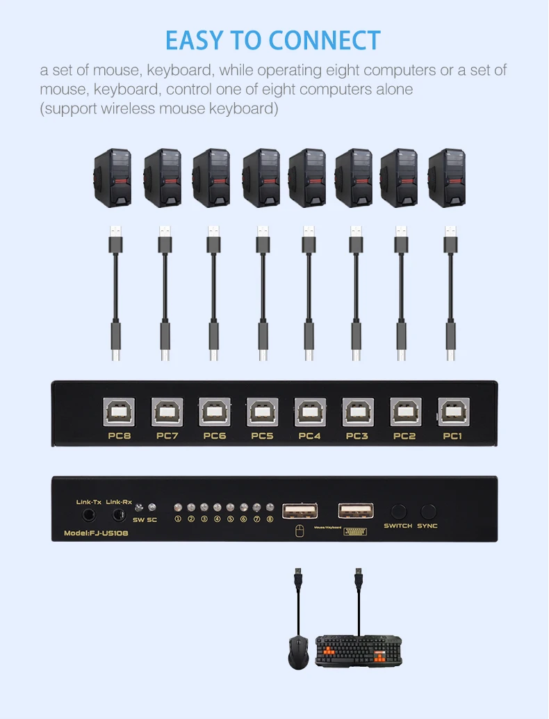 Usb sincronizador kvm switch 8 portas synchronon