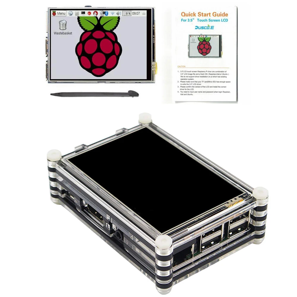 Pi 3 Case with LCD 3,5 дюймовый сенсорный ЖК-дисплей для Raspberry Pi 4 Модель B Raspberry Pi 3B+ Pi 3 480x320 пикселей со стилусом+ акриловый чехол - Цвет: Pi 3 Case with LCD