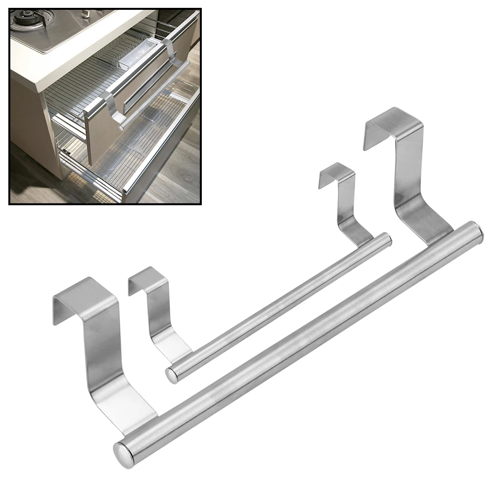 Towel Rack-NICEYARD Towel Rack Over Door Cabinet Shelf Rack Stainless Steel Bar Bathroom Kitchen Hanging Holder Home Storage Kitchen Tools