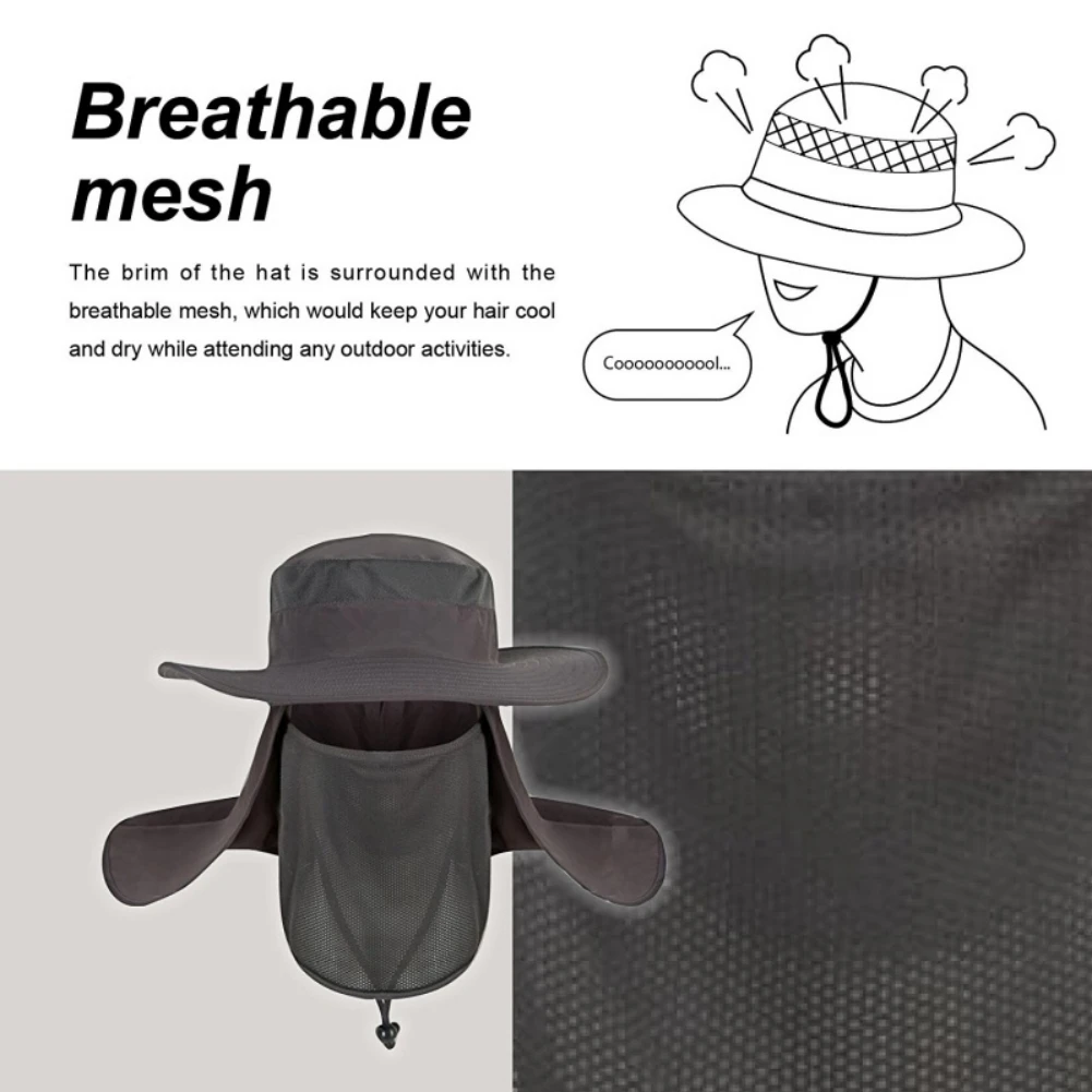 Fishing Flap Caps Men Women Windproof Sunshade hat Detachable Removable Ear Neck Cover Fishermen Hat