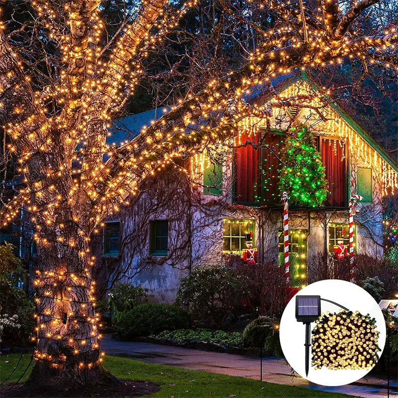 Solar String Light Outdoor 22M 200LED 8 Modes Solar Christmas Lights Waterproof for Gardens Super Bright Solar Fairy Lighting solar fairy lights 200led solar string lights outdoor waterproof 8 modes copper wire spherical twinkle light colorful light