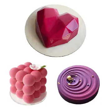 

SILIKOLOVE 3pcs Round Heart Shape Silicone Cake Mold Baking Tools DIY Bakeware Decorating Moulds Mousse Pan Wedding