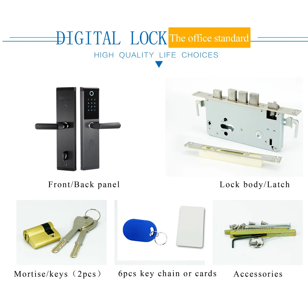 Цифровой биометрический дверной замок без ключа, умный дверной замок, отпечаток пальца+ пароль+ RFID карта+ ключ разблокировка 4 способа