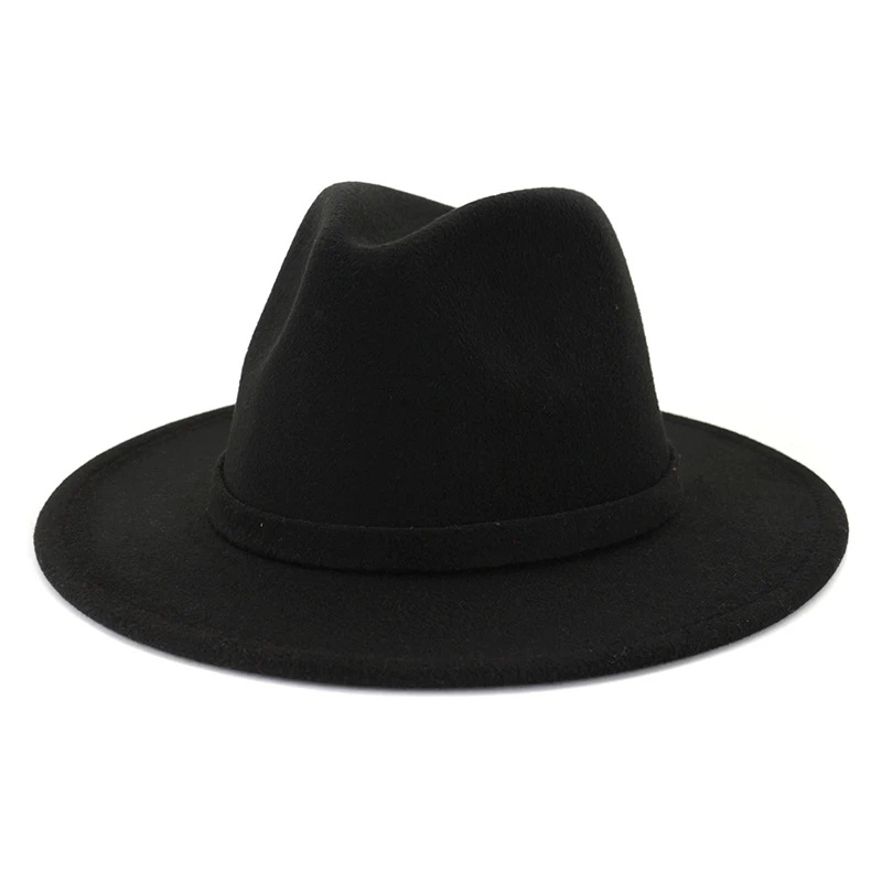Black fedora FS 13 цветов, Модный черный шерстяной джазовый головной убор, Мужская шерстяная зимняя женская фетровая шапка, мужская фетровая шапка, женская шапка - Цвет: Black fedora