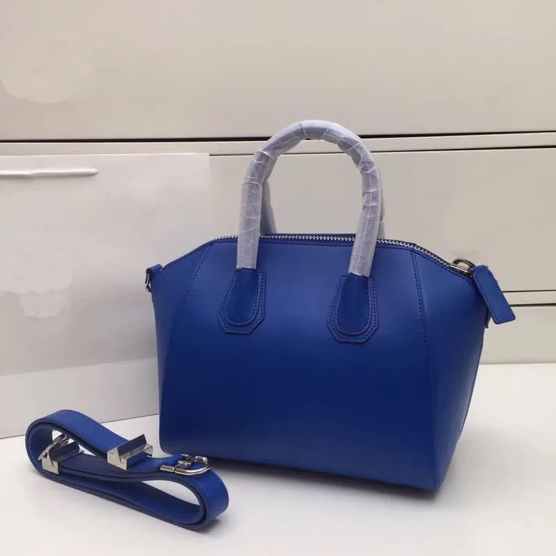 Blue Роскошная женская сумка-хобо из натуральной кожи Goatskin, известная брендовая дизайнерская сумка на плечо, новинка, большая дамская сумка, высокое качество - Цвет: Blue