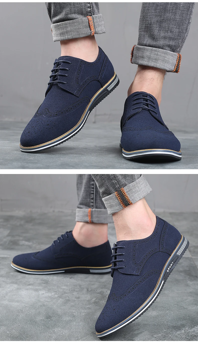 Classic Brogues Shoes For Men Frosted Suede Leather Shoes Casual Footwear Sneakers Shoes Plus Size megamarketplace These Clas...