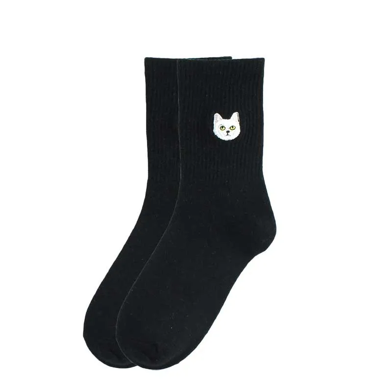 Теплые милые забавные носки для животных с вышивкой в стиле Харадзюку, женские носки Kawaii, японские носки Skarpetki, новинка, хлопковые носки, Calcetines Mujer Sokken - Цвет: 3