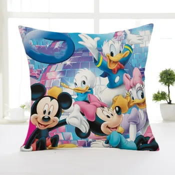 

Disney 45x45cm Cute Cartoon Living Room Sofa Super Soft Linen Cushion Cover Car Bed Cushion Set Without Core