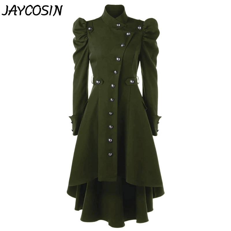 JAYCOSIN Женское шерстяное пальто винтажное длинное пальто стимпанк готическое пальто Женская Ретро-Куртка Верхняя одежда на пуговицах casaco feminino a8
