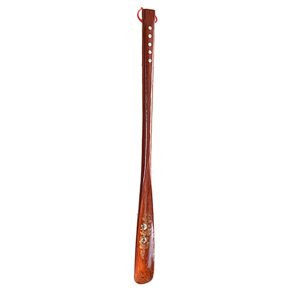 

Red Hanging Loop Stick Durable 55cm Useful Portable Shoe Horn Flexible Practical Wooden Home Lifter Long Handle