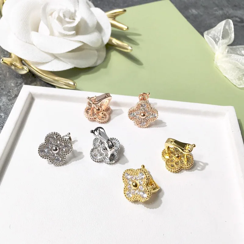 

Fashion accessories exquisite copper earrings jewelry four-leaf clover styling personality popular style to send gifts for lover