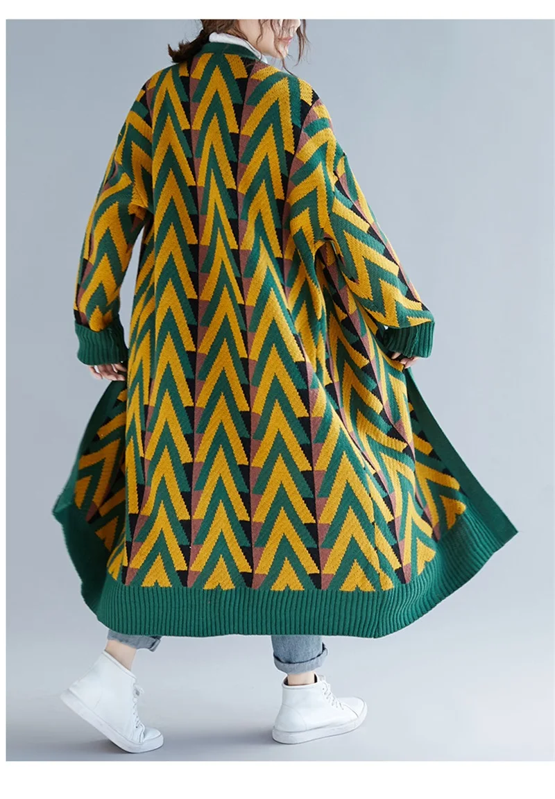 New Autumn Winter Casual Striped Knitting Trench Coat Women Street Style Open Stitch Jackt Classic Long Female Windbreaker