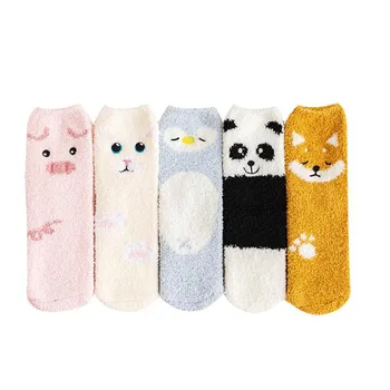

Recommend !! women funny cartoon socks autumn-winter plush coral fleece socks women's girls warm s6leeping floor sleep sock