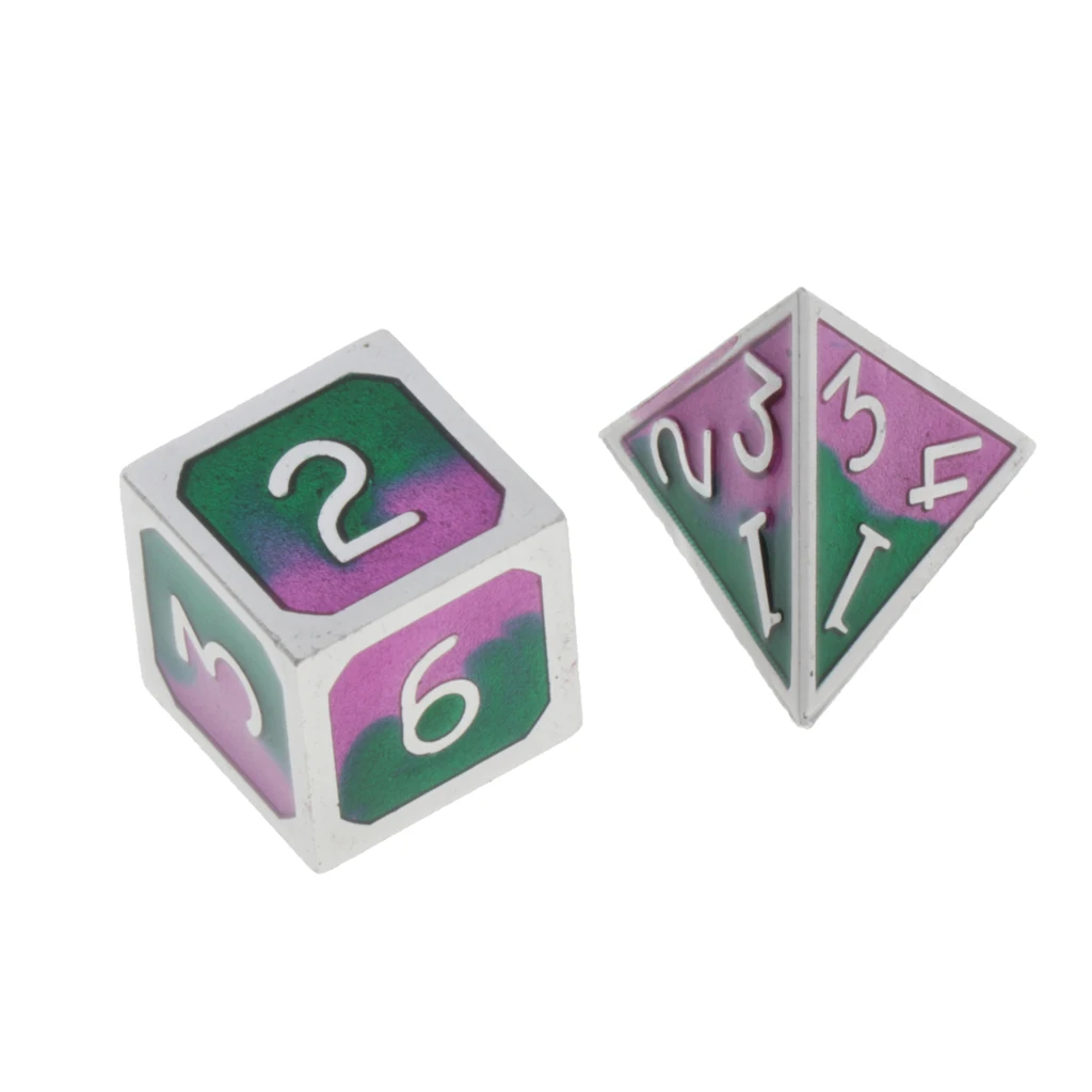 7pcs Embossed Metal Multi-sided Polyhedral Dice Set for Dungeons and Dragons Dice MTG DND RPG Table Games Board Game D20 D12 Set
