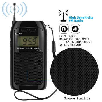 

SOONHUA FM Radio Portable Pocket Stereo Digital Radio Recorder MW SW Radios Mini MP3 Player With Earphone