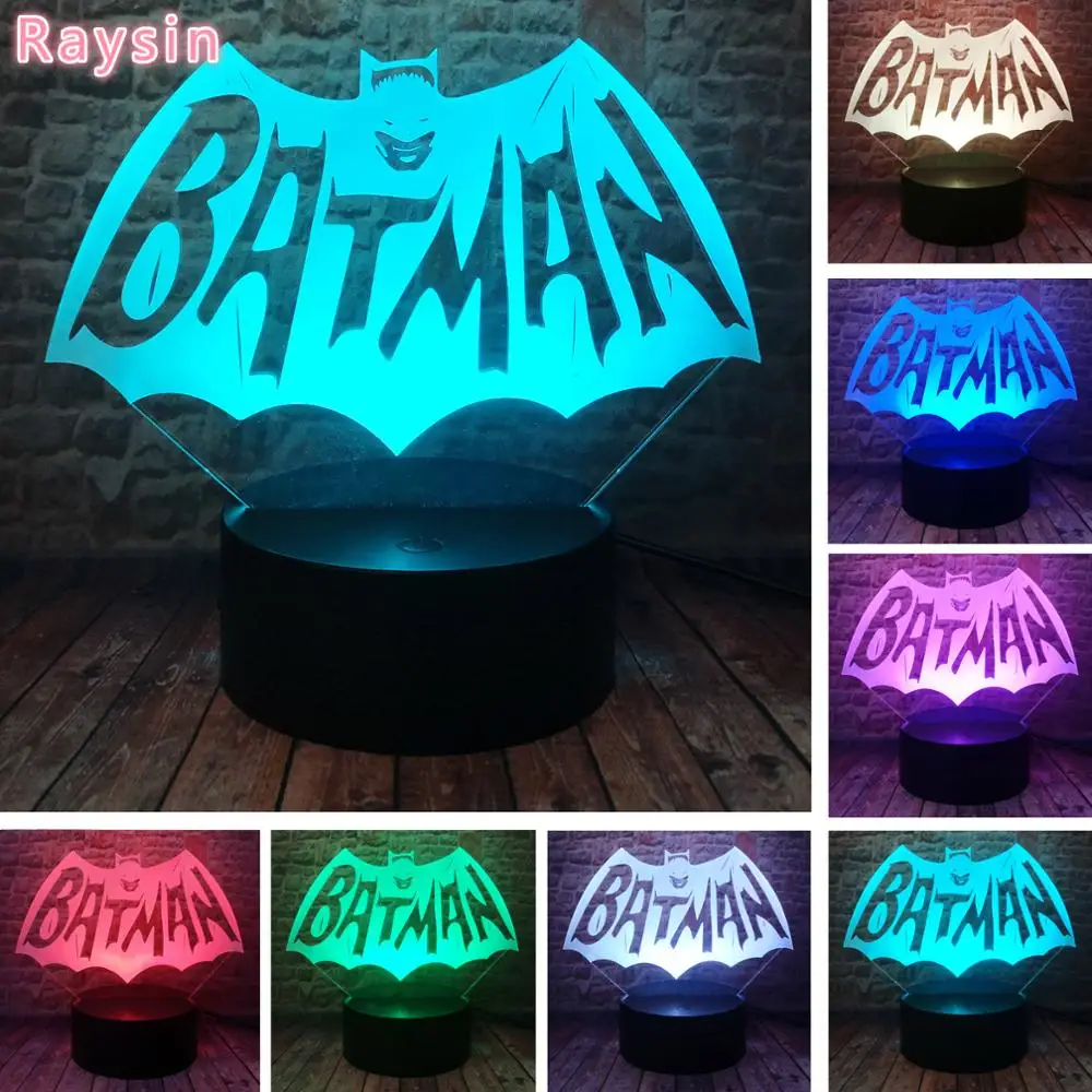 DC Лига Справедливости Супер герой Бэтмен 3D LED ночник Ligh Enfants разноцветные