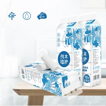 

Quality Native Wood Pulp 10 Rolls Of Toilet Paper 4-Ply Soft And Skin-Friendly Not Easy To Break Pulp Roll Paper Kitchen Home